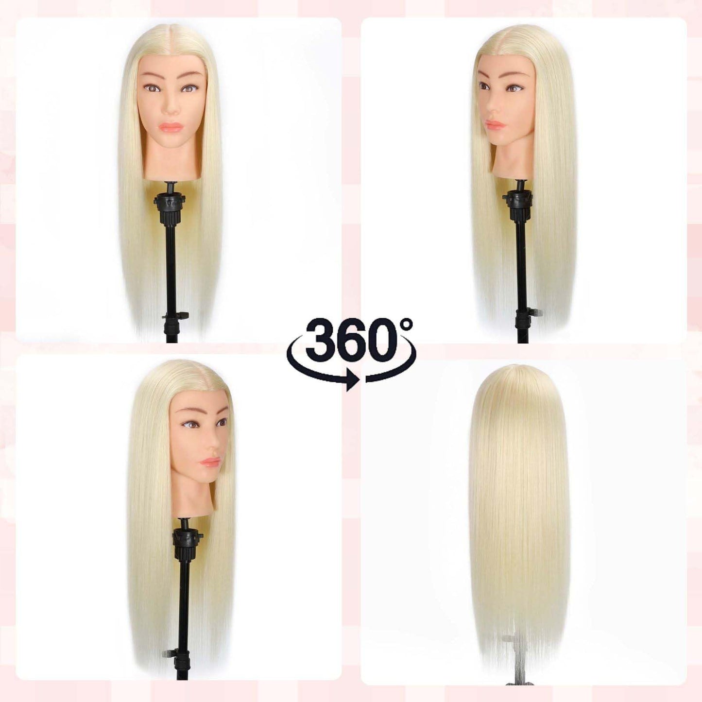 MQHIHI Mannequin Head Human Hair, 80% Real Hair Mannequin Head Cosmetology Manikin Practice Doll Head for Braiding Hairstyling Cutting with Free Clamp Holder and Tools (Blonde)