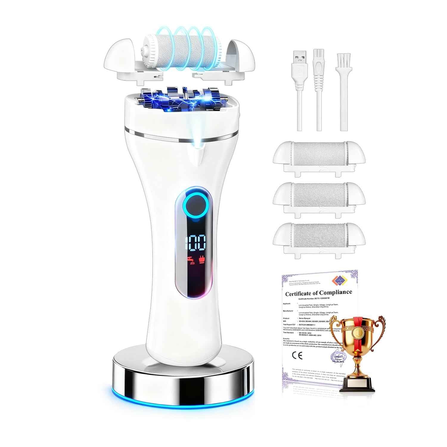 100% Effective Electric Foot Callus Remover CMTQVFL -【7 Performance Upgraded 2025】 Professional Foot Callus Remover IPX7 Waterproof Electric Callus Remover for Feet Hard Care Dead Cracked Skin