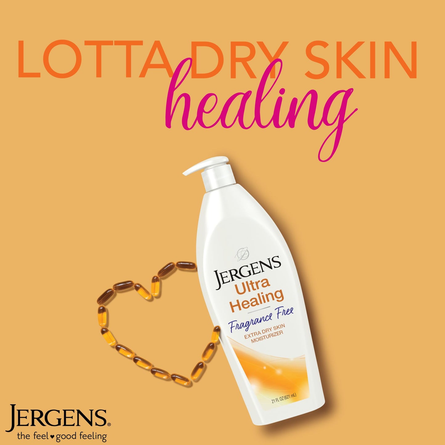 Jergens Hand and Body Lotion, Ultra Healing Dry Skin Moisturizer, Fragrance Free Lotion, Sensitive Skin Lotion, 21 Oz (Pack of 2)