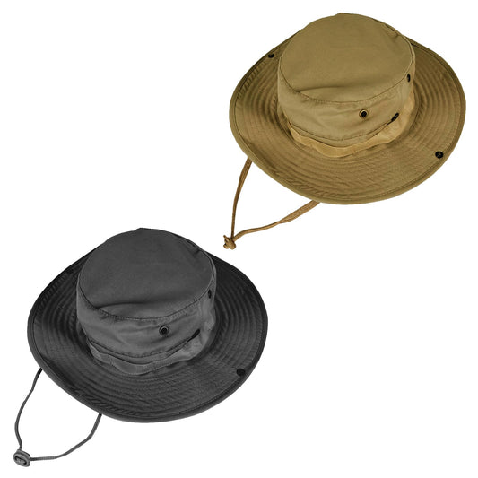 Sun Hats for Men Women Bucket Hat UPF 50+ Boonie Hat Foldable UV Protection Hiking Beach Fishing Summer Safari(2pack-Black+Brown)