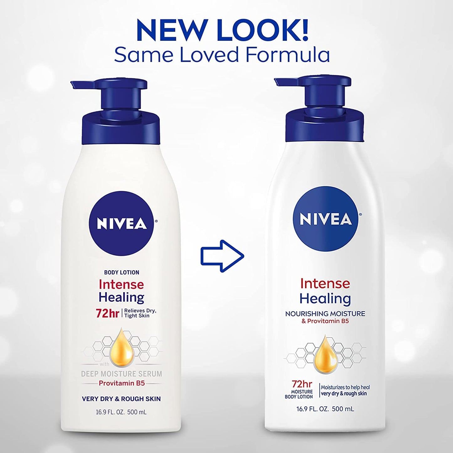 NIVEA Intense Healing Body Lotion, 72 Hour Moisture for Dry to Very Dry Skin, Body Lotion for Dry Skin, 16.9 Fl Oz Pump Bottle - Pack of 2