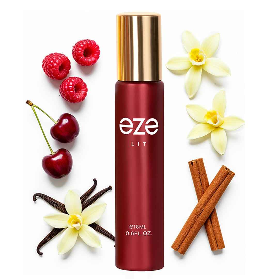 Eze Elevate LIT Eau de Parfum for Women 18ML | Long-Lasting Luxury Perfume | Raspberry & Sour Cherry Scent | Floral Jasmine & Violet | Warm Musk, Vanilla & Cashmeran Base | Premium Fragrance | EDP