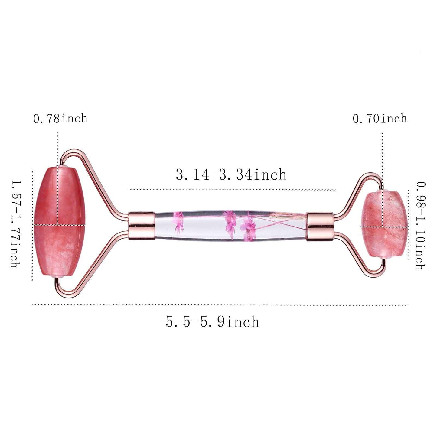Amogeeli Cherry Quartz Stone Roller for Face, Beauty Massage Facial Roller for Wrinkles, Puffiness