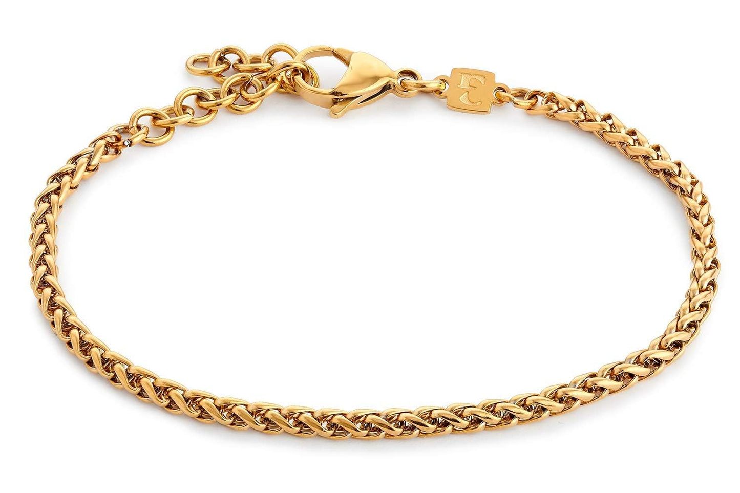 Galis Gold Rope Chain Bracelets for Women and Men - Unisex Premium Stainless Steel Bracelet for Men and Women, Gold Plated Non Tarnish Bracelet, One Wrap Wheat Chain Style with Lobster Claw Clasp 7"