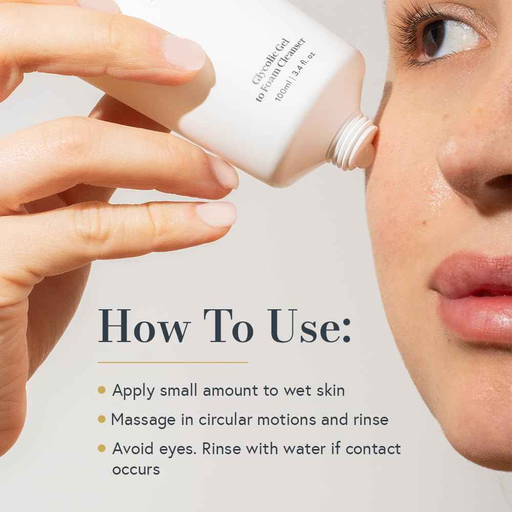 Glycolic Gel To Foam Facial Cleanser (100ml/3.4oz) | Foaming Face Wash| Natural, Plant-Based & Science-First Skincare Routine for Men & Women