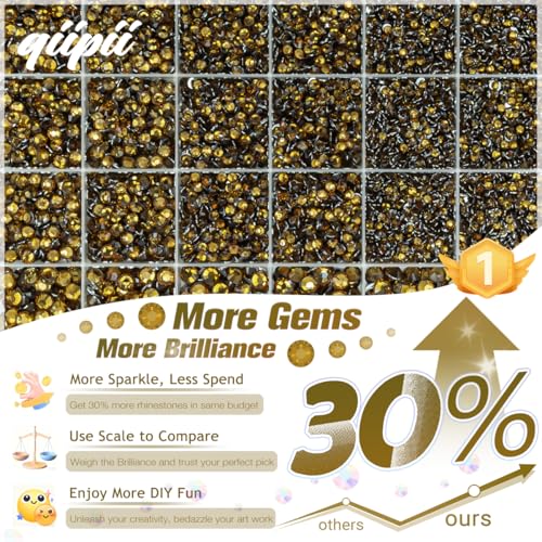 Amber Brown Resin Rhinestones with Glue Kit for Tumblers & Crafts, Flatbacks 2-6mm