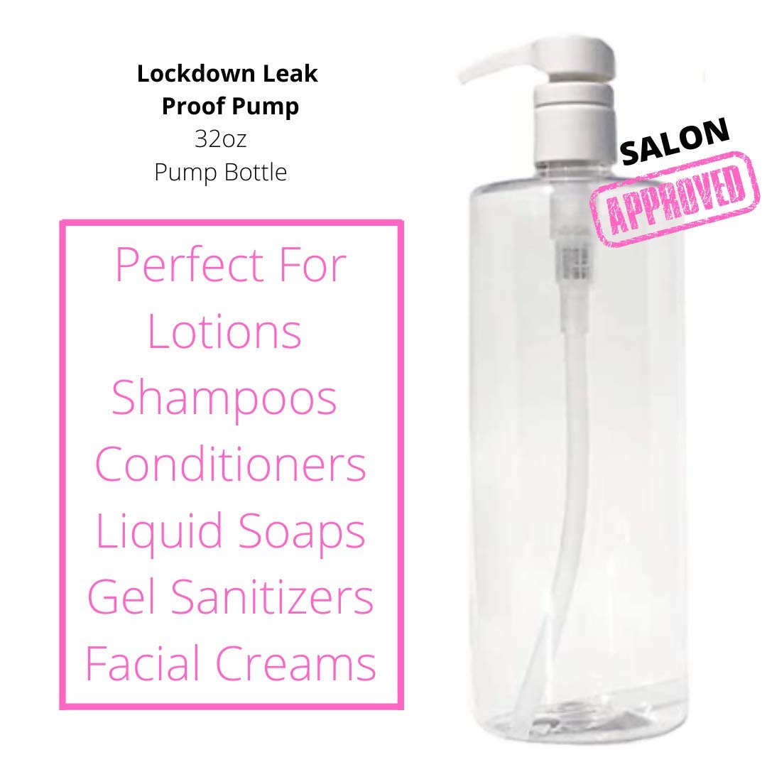 Smart Solutions Salon Grade Empty Pump Bottle (32oz, 4 Pack) with Lockdown Leak Proof Pump | BPA Free | Refillable Perfect for Lotion, Shampoo, Conditioner, Liquid Soap, Gel Sanitizers & Facial Cream