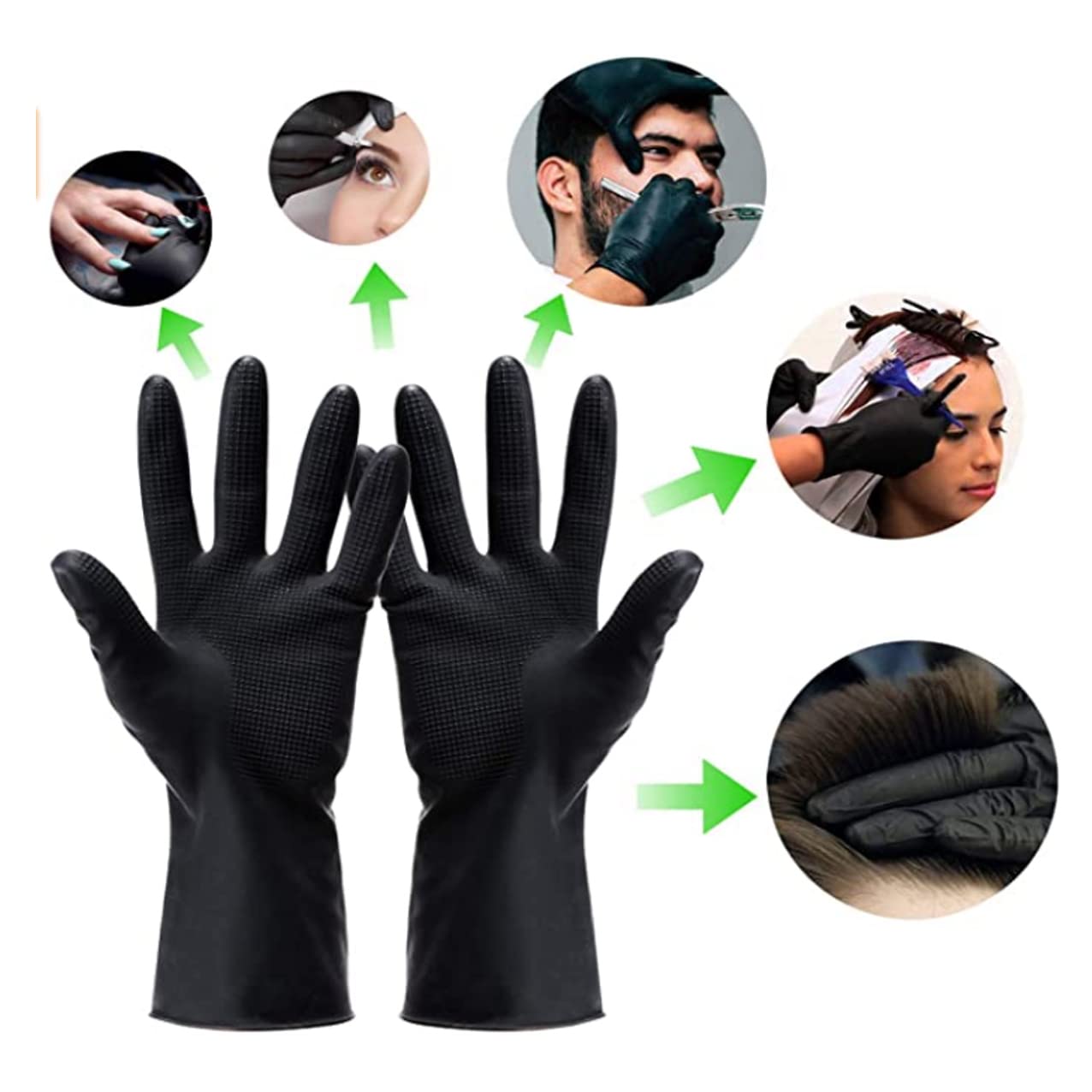 VOVCIG Hair Dye Gloves, 6 Pairs Professional Hair Coloring Accessories Dye Gloves Reusable for Hair Salon Hair Dyeing, 6 Left+6 Right, Black