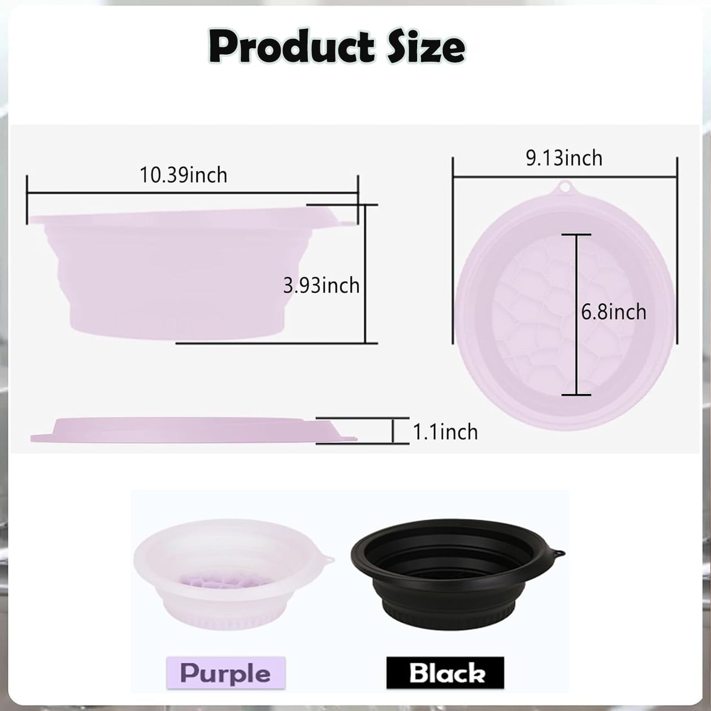 Portable Ice Bath Bowl for Face - Collapsible Silicone Bowl with Built-In Ice Tray for Acne Relief for Home, Travel & Parties (Purple)