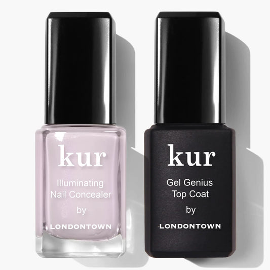 LONDONTOWN kur Pink Nail Conceal & Go Duo Set, Includes Pink Nail Illuminating Concealer & Gel Genius Top Coat, 2 Piece Set, 0.4 Fl Oz