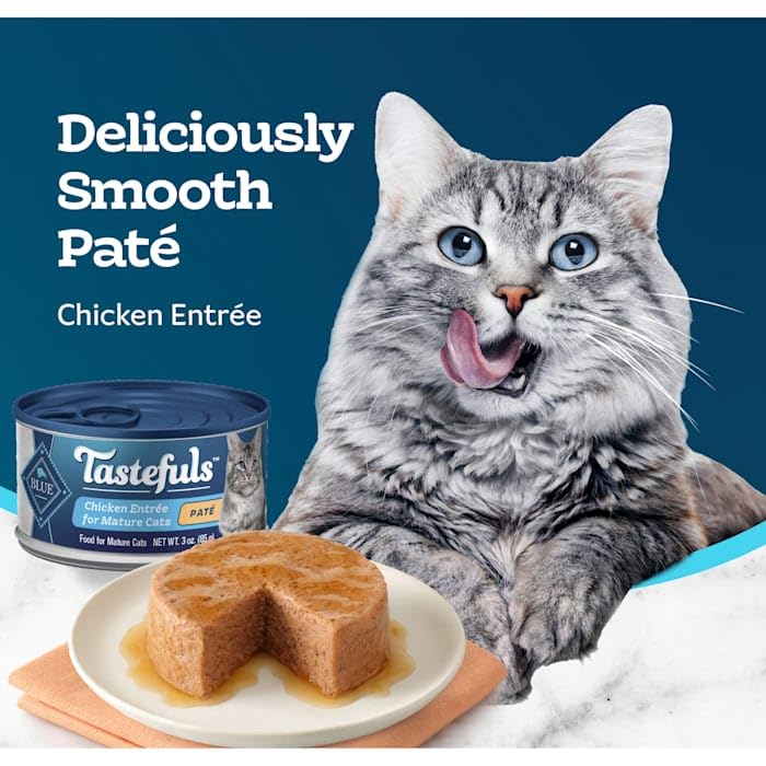 Blue Buffalo Tastefuls Chicken Entree Mature Wet Cat Food Pate, 3 oz., Case of 12