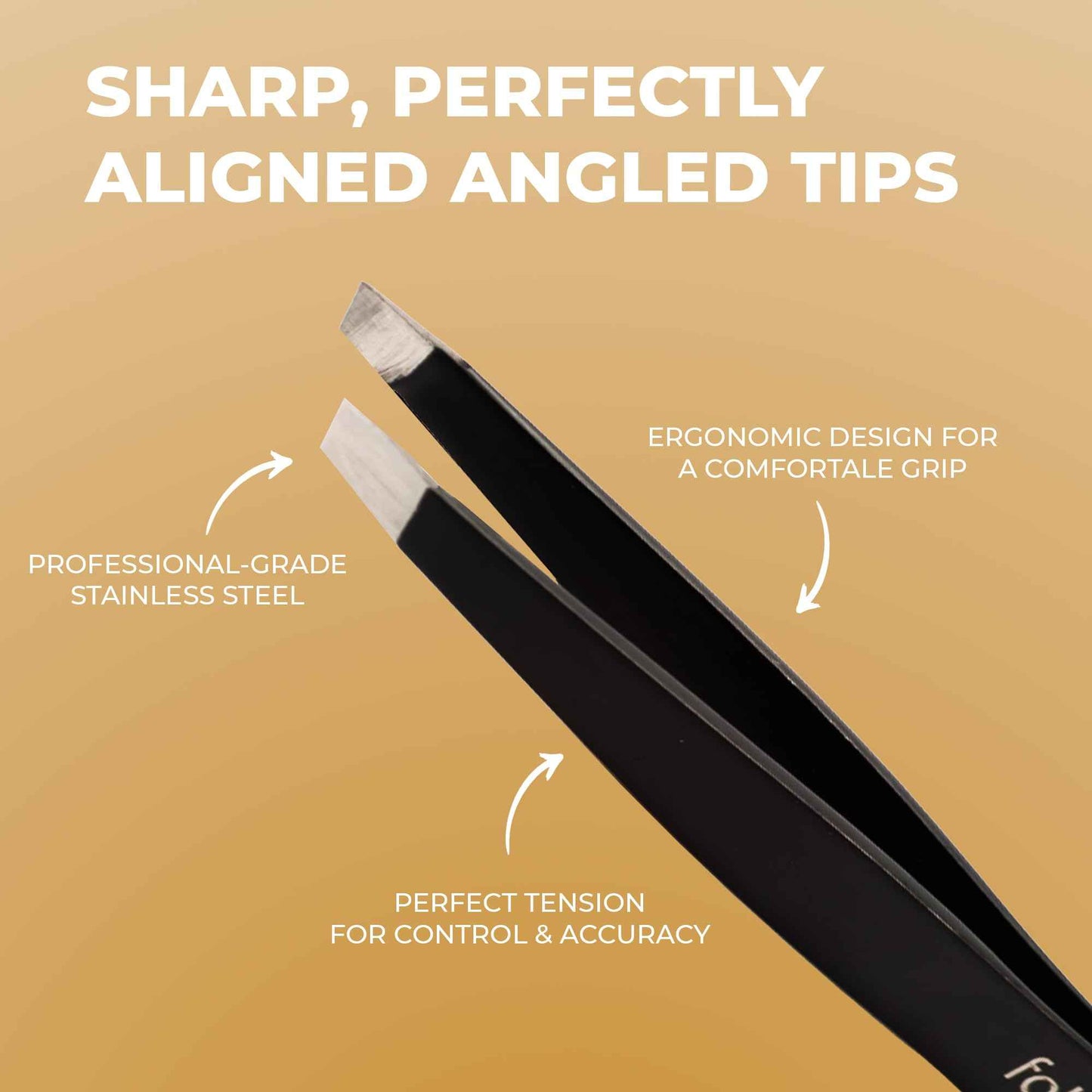 Fab Brows Professional-Grade Tweezers | Stainless Steel Eyebrow Tweezers for Women | Multipurpose Flat Tweezers for Facial Hair, Splinters, Ingrown Hair | Seamless Hair Plucking | Women's Grooming