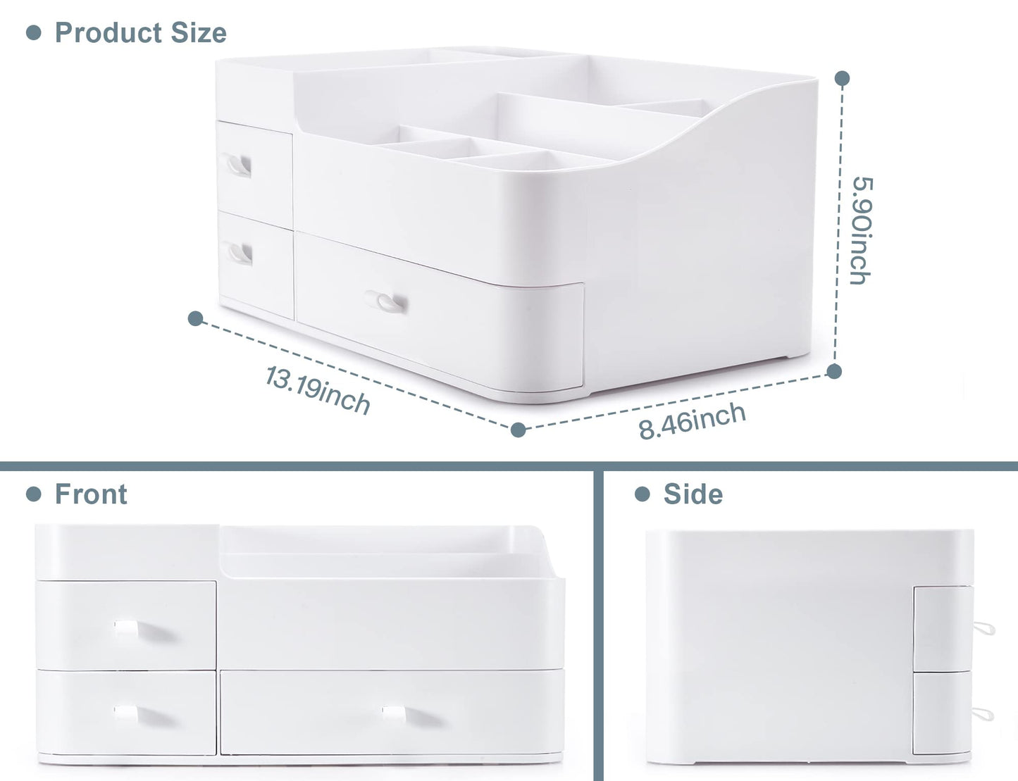 Makeup Organizer with Drawers,Large Capacity Bathroom Organizer and Storage,Vanity,Large Bathroom Countertop,Bedroom Storage for Skincare,Cosmetics,Perfume,Brushes,Eyeshadow,Lipstick, Nail Polish