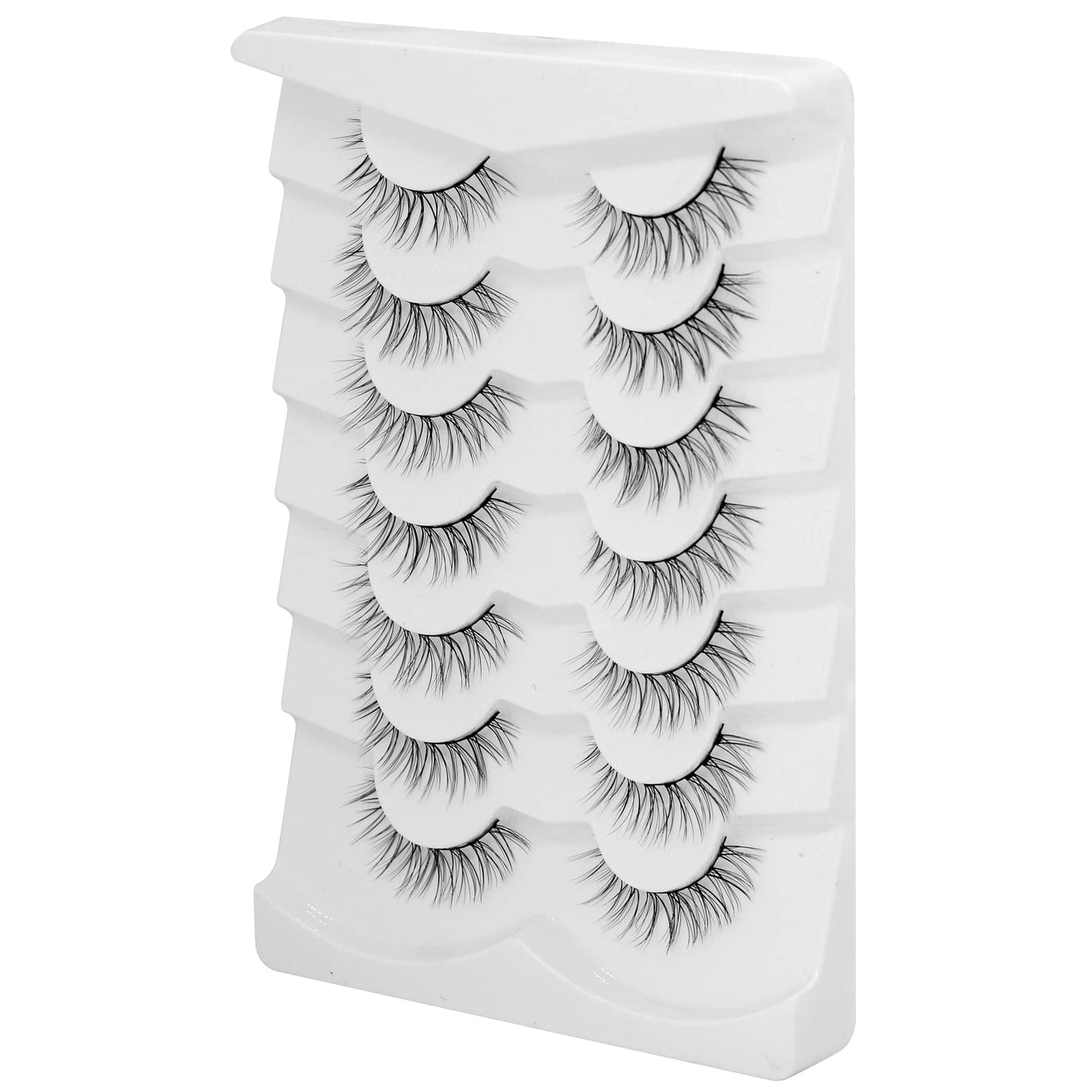 Bluesmurfs Fake Eyelashes Natural Look False Lashes Soft Thin Band Eyelashes Daily Use False Eyelashes 7 Pairs Pack