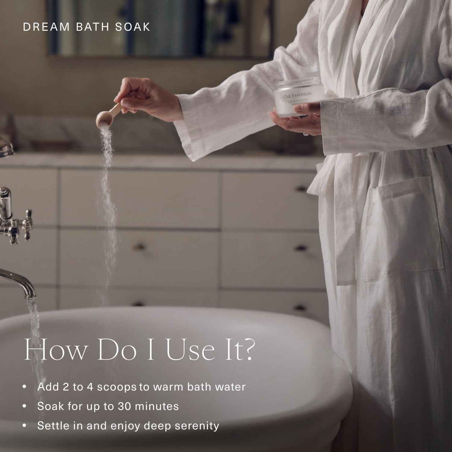 Oak Essentials Dream Bath Soak | Magnesium & European Sea Salt with Lavender, Chamomile & Geranium | Soothing, Restorative Bath Salts, 10 Oz