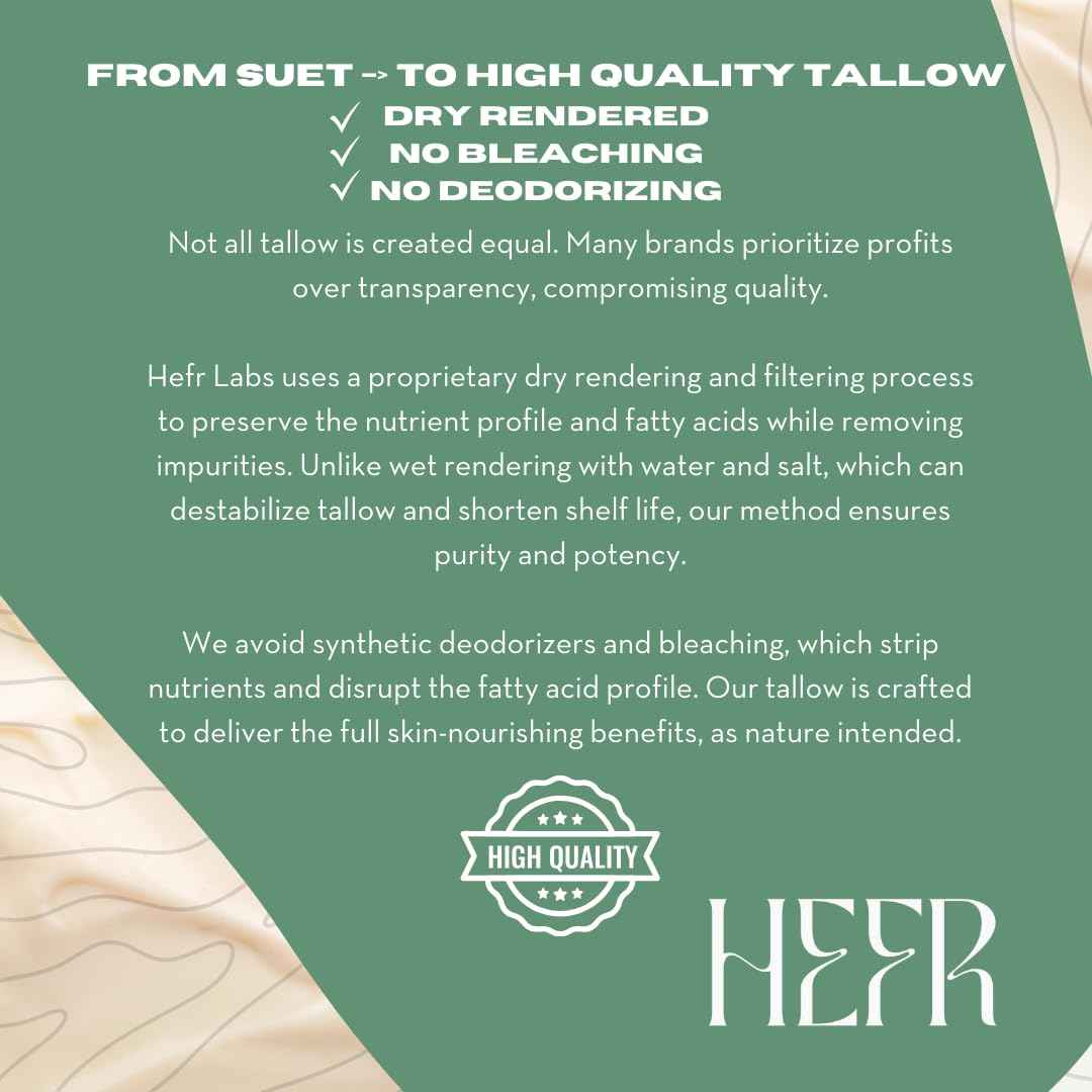 HEFR 100% Grass Fed Beef Tallow for Skin Care, All-Natural Face and Body Whipped Beef Tallow Moisturizer, Organic Beef Tallow Moisturizer for Skin, Face and Body Lotion - (Living Lavandula) 4 oz