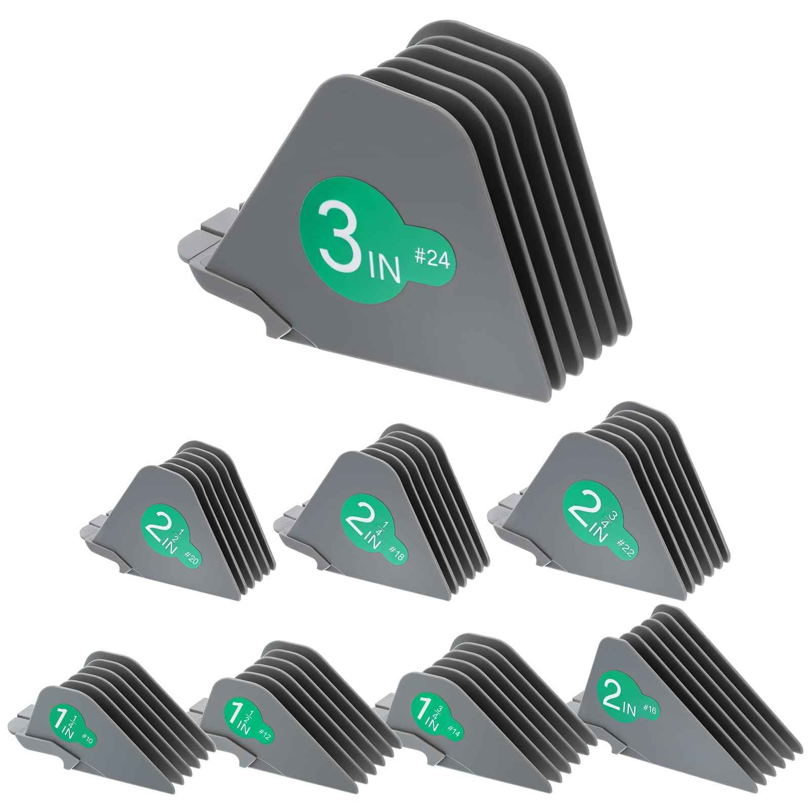8pcs 3 Inches Hair Clipper Guards,Gray Hair Clipper Combs Guides,1 & 1/4" 1 & 1/2" 2",# NO.16 NO.12 NO.10 Compatible with Wahl Most Hairs Clippers