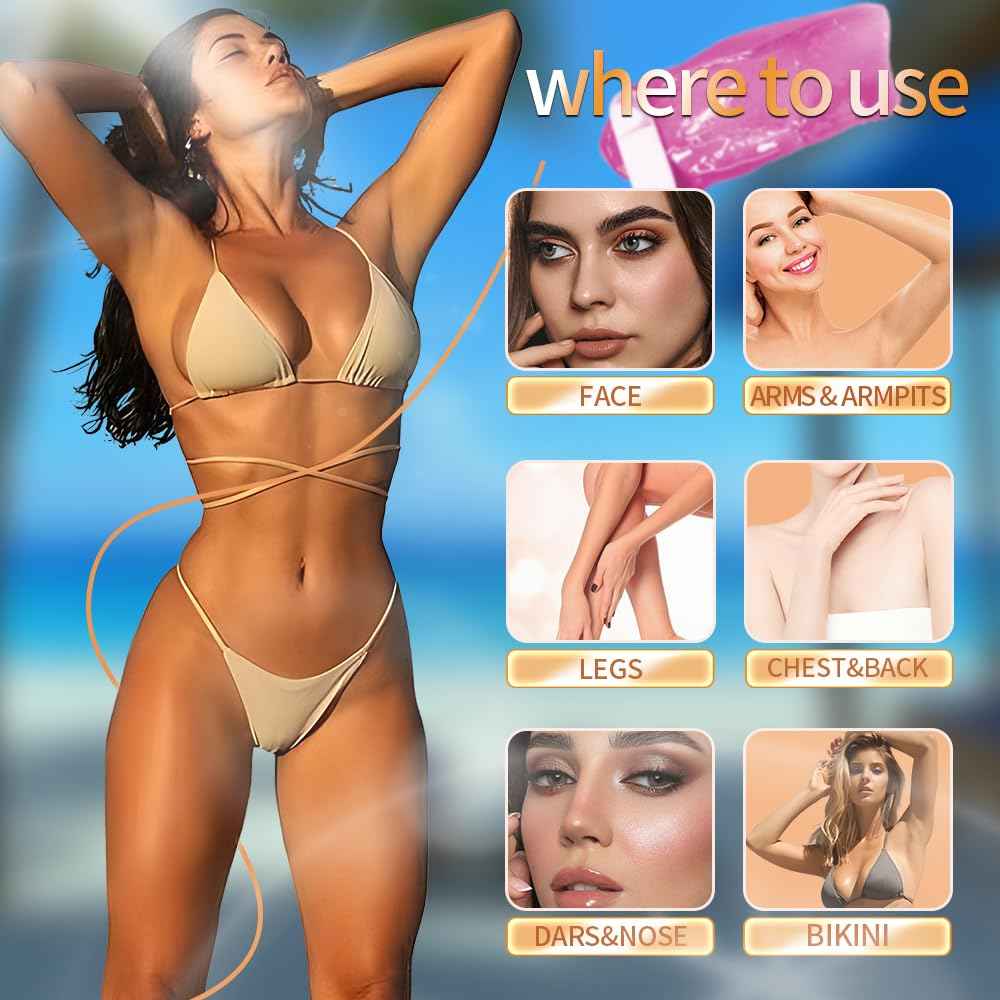 OAKEER Wax Beads 10 Jar (2.2lb) Hair Removal Kit with 20 Wood Sticks, Natural Ingredients for Bikini, Face, Eyebrow, Back, Chest, Legs, Armpit