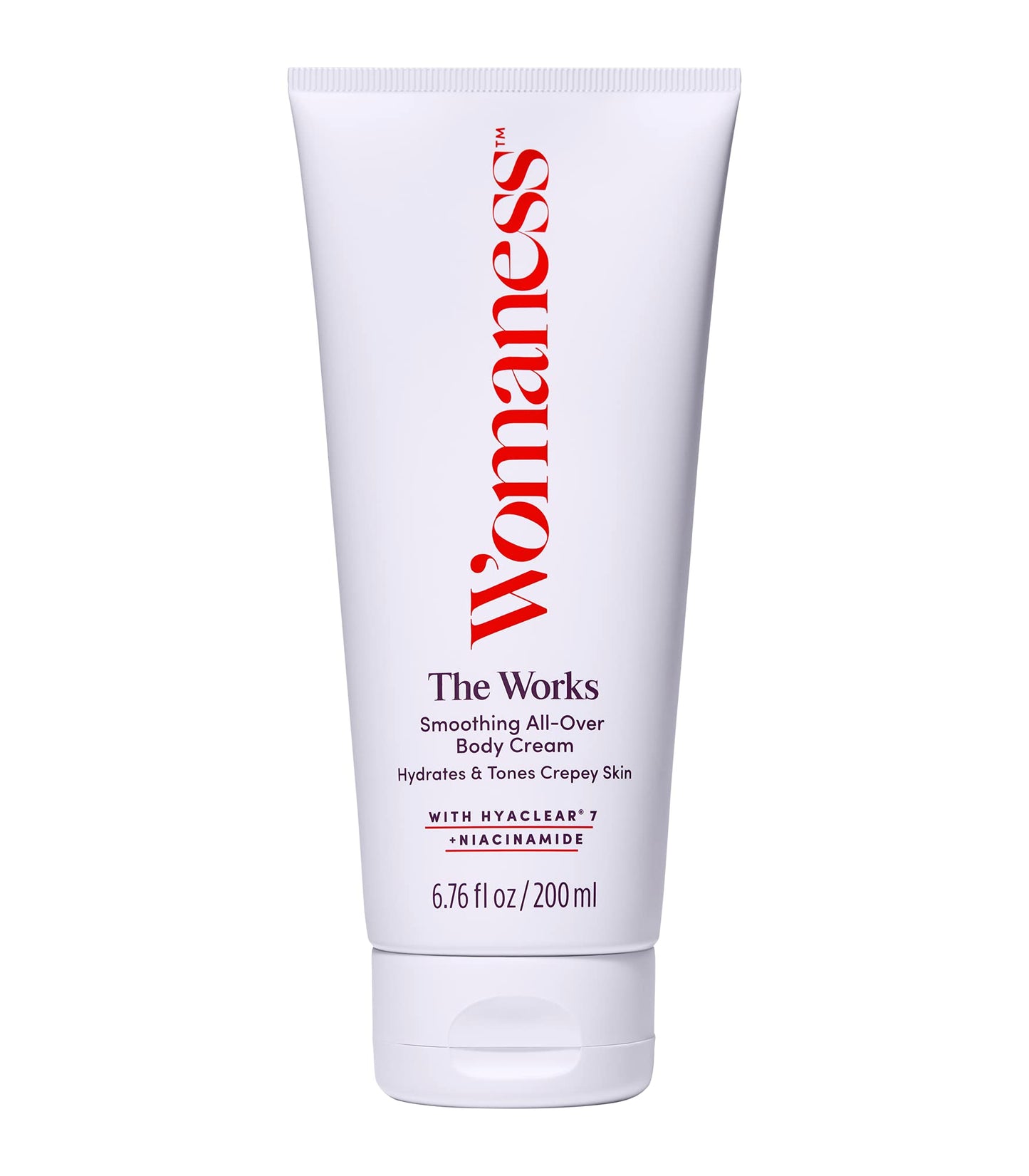 Womaness The Works All-Over Toning Body Cream - Hydrating & Smoothing Anti Aging Body Lotion - Niacinamide and Hyaluronic Acid Firming Lotion for Menopause Body Care & Skin Repair (200ml)