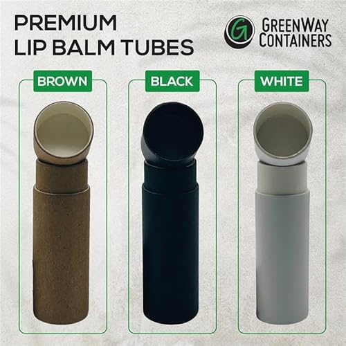 GreenWay 0.15oz / 4.25g Kraft Paperboard Lip Balm Tubes with Lids - 25 Pack Lip Gloss Tubes Refillable DIY Cosmetic Containers ? Extra Thick Push-Up Bottom Lip Balm Containers - Brown