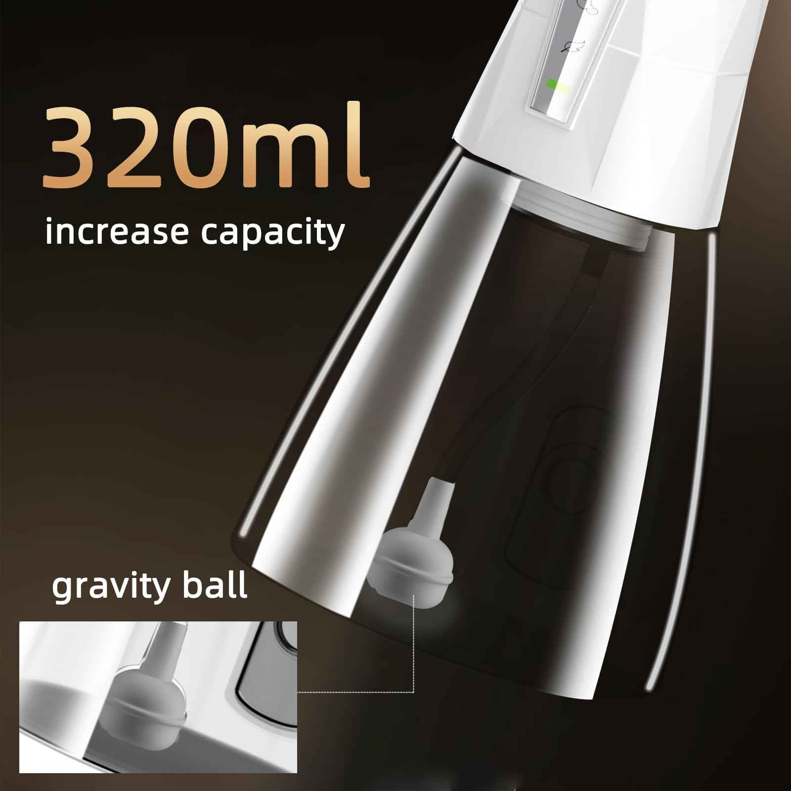 Water Flosser, 4 Modes, Portable 320ml Large Tank Water Flosser Oral Cleaner IPX7 Waterproof Cleaning Flosser for Home Travel (White)