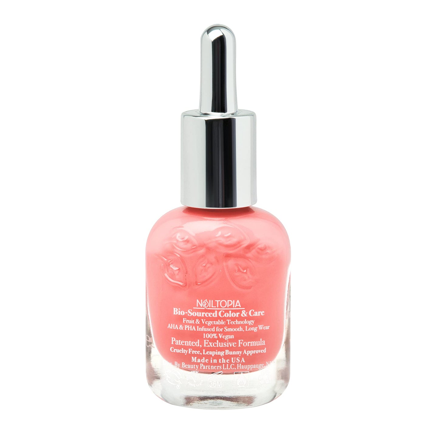 Nailtopia - Plant-Based Chip Free Nail Lacquer - Non Toxic, Bio-Sourced, Long-Lasting, Strengthening Polish - Lolita From Nolita (Coral With Pink Undertones) - 0.41oz