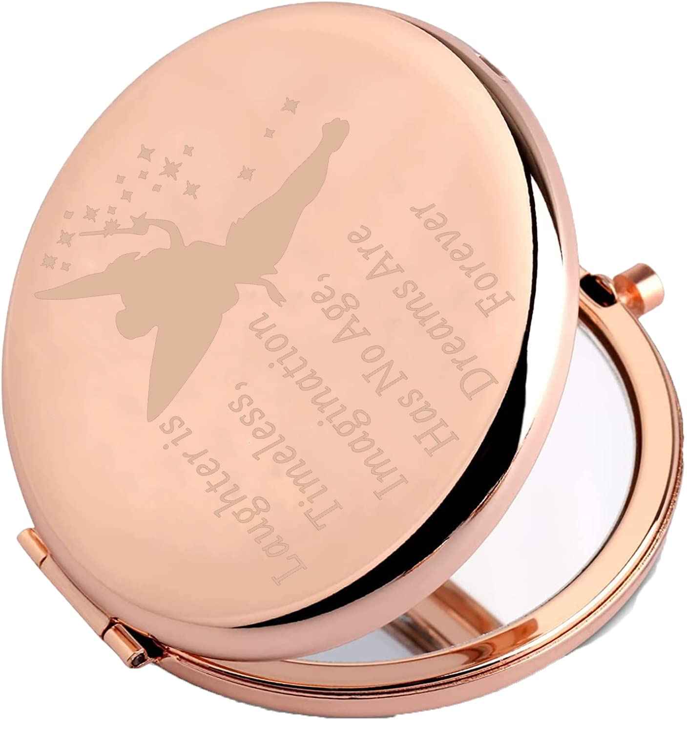 LQRI Faily Cartoon Tales Compact Mirror Fairy Bell Gift Laughter is Timeless Imagination Has No Age Makeup Mirror Fairy Inspired Gift for Fans (Laughter)
