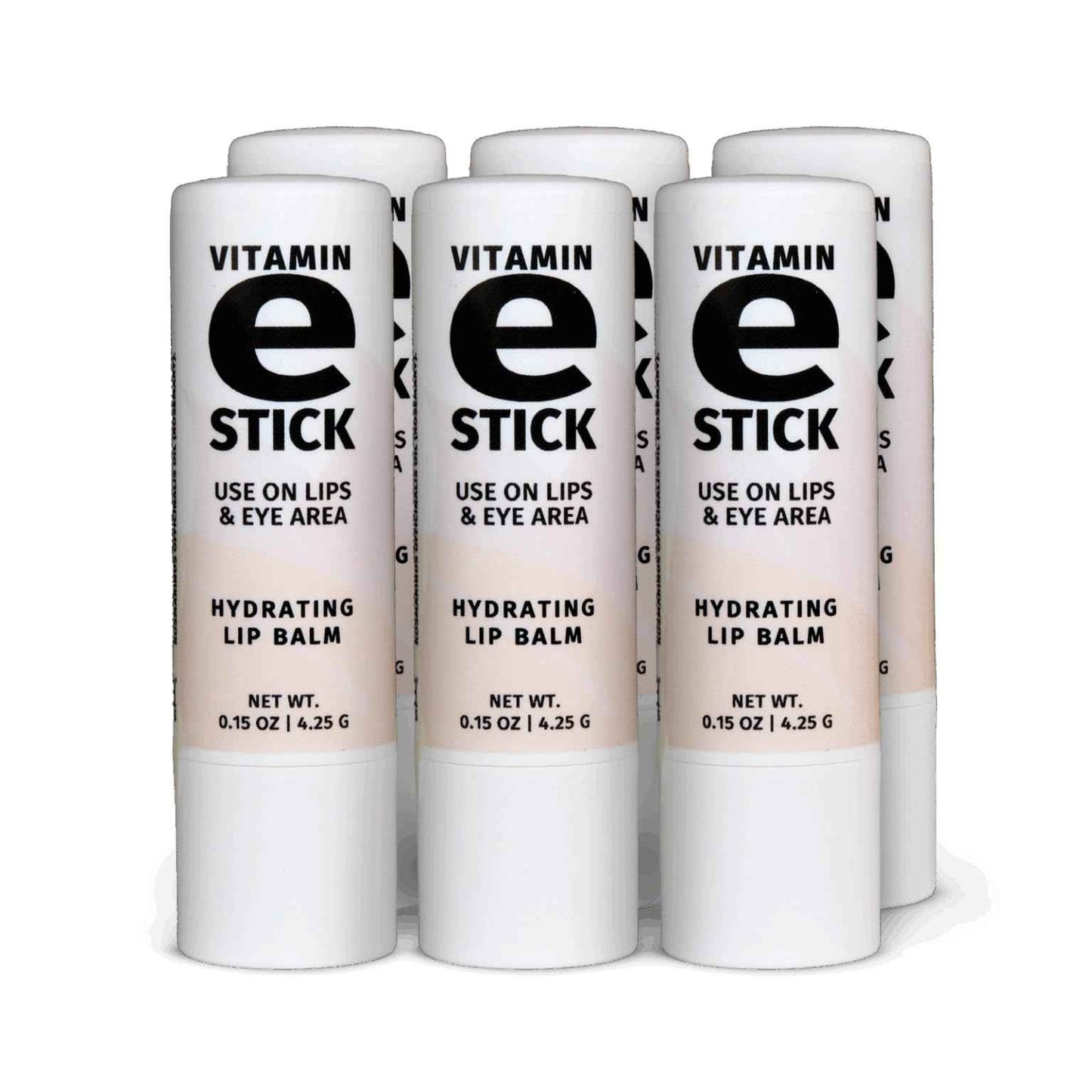 Reviva Labs Vitamin E Stick - Hydrating Lip Balm for Chapped Lips & Under Eye Care - Moisturizing with Beeswax, Shea Butter & Allantoin - Vitamin E Lip Balm for Men & Women (Pack of 6)