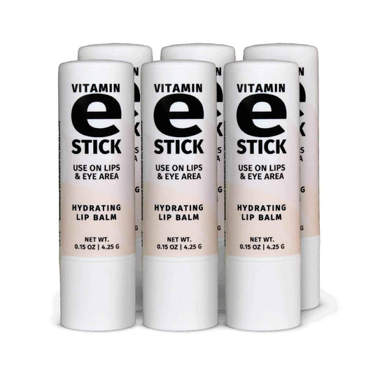 Reviva Labs Vitamin E Stick - Hydrating Lip Balm for Chapped Lips & Under Eye Care - Moisturizing with Beeswax, Shea Butter & Allantoin - Vitamin E Lip Balm for Men & Women (Pack of 6)