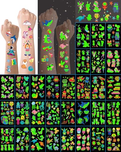 Glow in the Dark Temporary Tattoos, 30 Sheets Waterproof