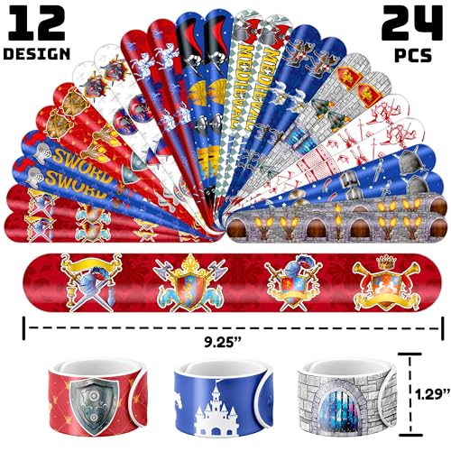72-Piece Medieval Knight Party Favors Set - Tattoos & Slap Bracelets