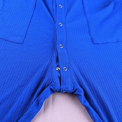 Mens Long Sleeve Onesies Jumpsuit Nightwear Button Down One Piece Pyjamas