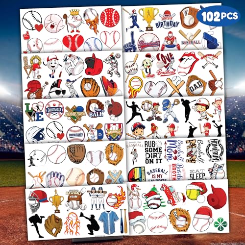 120 PCS Baseball Temporary Tattoos for Kids | Sports Party Favors