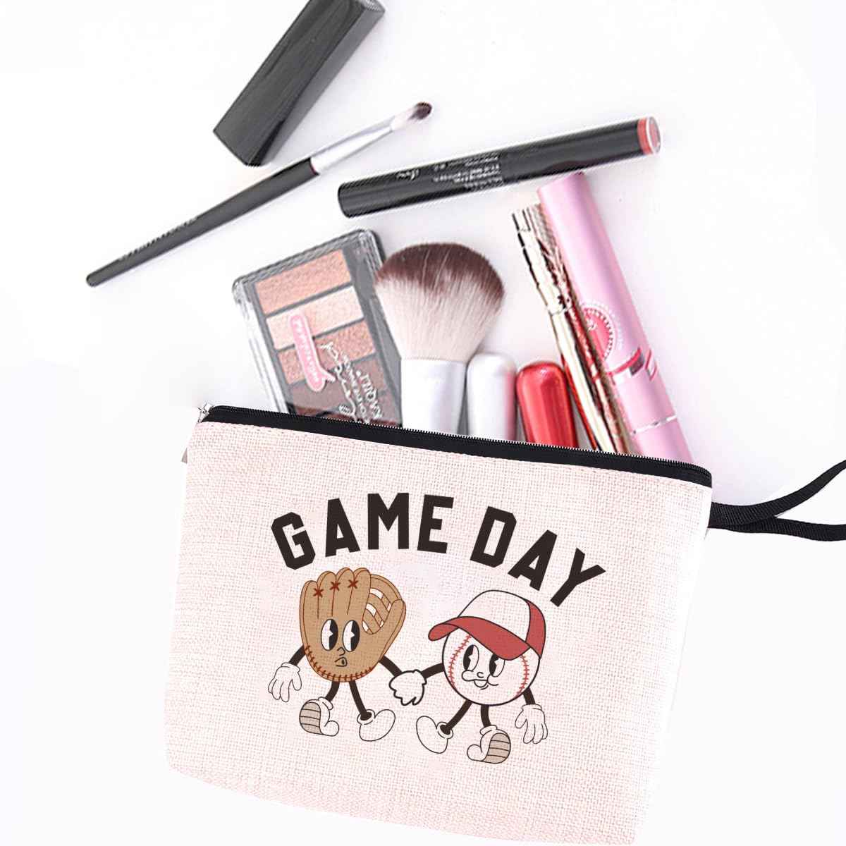 Game Day Makeup Bag Gifts for Mom from Daughter Mom Gifts Baseball Gifts for Baseball Lovers Fans Players Mommy Mum Mother Friend Zipper Pouch Bag for Appreciation Mothers Day Birthday Cosmetic Bag