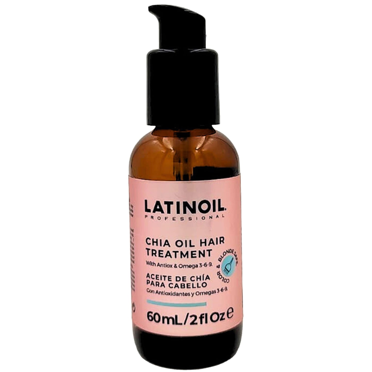 LATINOIL Chia Oil 2 oz / 60 ml - Instant Repair For Damaged Hair - Eliminates Frizz, Dryness - Adds Silkiness - Absorbs Fully & Quickly - Color Safe - Read our REAL Reviews