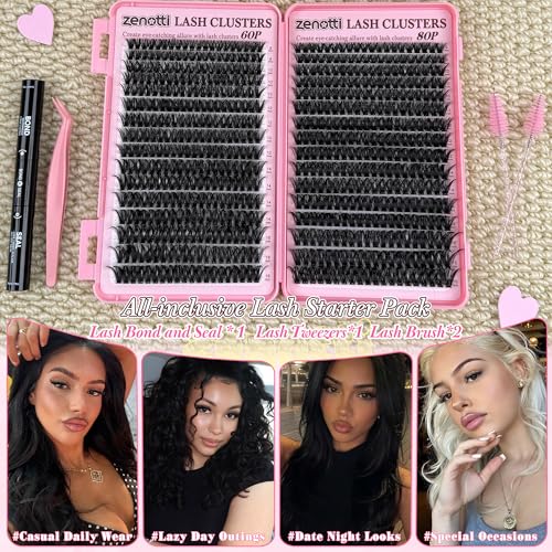 Lash Clusters Kit 640PCS Wispy 60D 80D with Bond & Seal