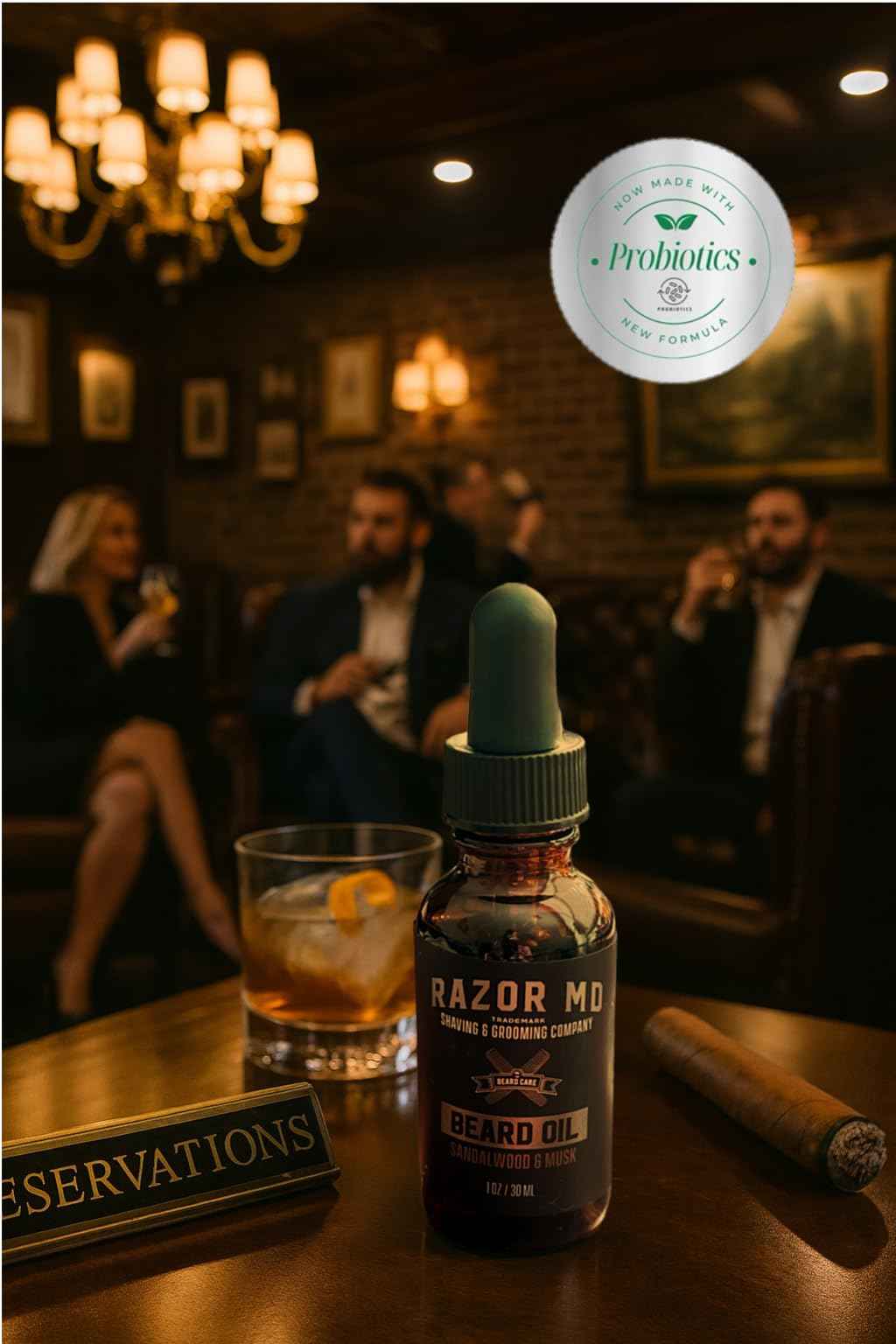 Razor MD Natural Beard Oil for Men with Fast Absorbing Formula and Non-Greasy Finish, Sandalwood Scent, 1oz