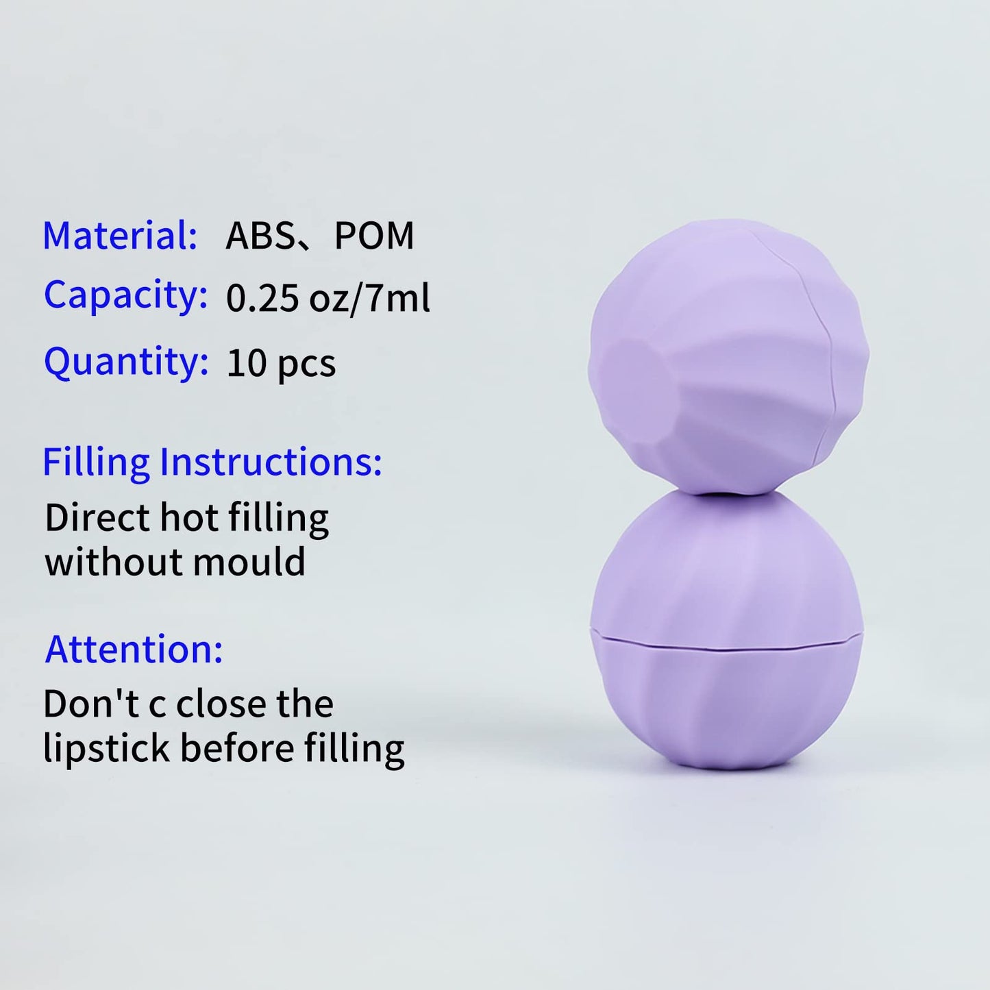 longway 0.24Oz (7ml) Empty Lip Balm Sphere Containers | Screw Cap Lipstick Tubes/Chapstick Tubes/Chapstick Holder for Lip Gloss & BPA FREE (Pack of 10 (Light Purple)