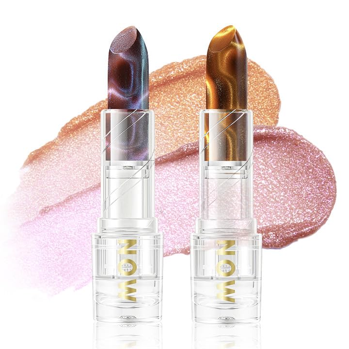 Glimmer Lip Balm 2Pcs Set Shimmer Hydrating Glitter Lipstick