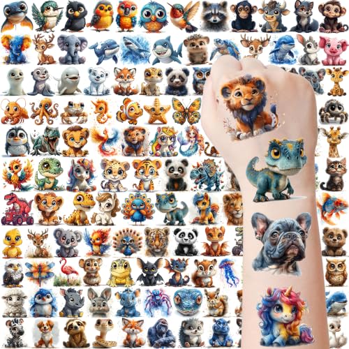 132 PCS 3D Cartoon Animal Temporary Tattoos for Kids - COKTAK