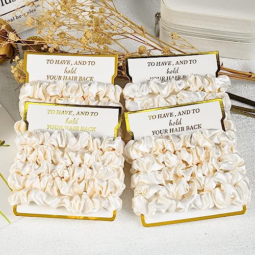 8 Pack Satin Scrunchies for Women - Bridesmaid Hair Ties