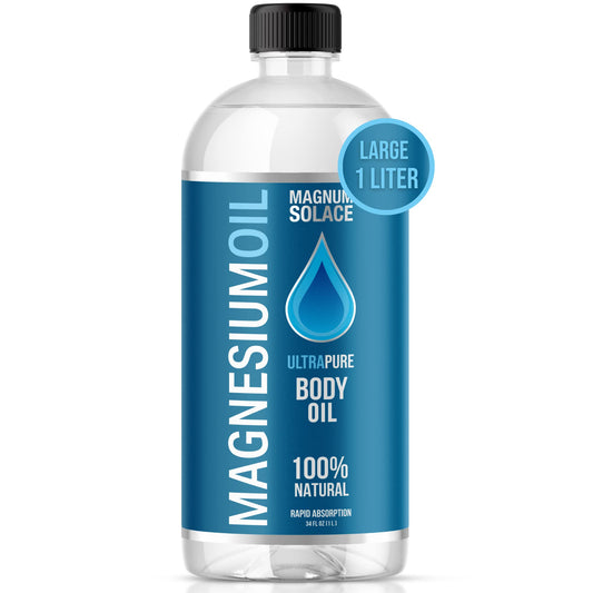 Magnesium Oil for Muscles Magnesium Bath Soak - Large 1 Liter (34 oz) for Use in Salt Bath, Foot Soaks or to Refill Magnesium Oil Spray Bottles - Great Alternative to Magnesium Bath Flakes