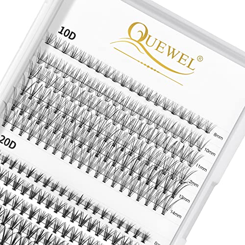 Cluster Lashes 240Pcs Individual Lashes 10D+20D D Curl Mix8-14mm & Black Cluster Eyelash Glue For DIY Eyelash Extensions