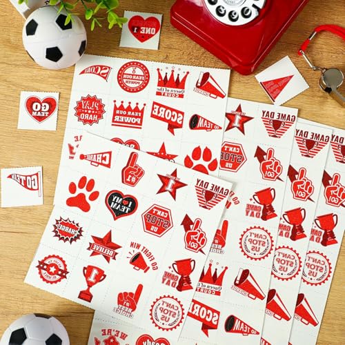 Red Team Spirit Temporary Tattoos, 180 Pcs 36 Styles