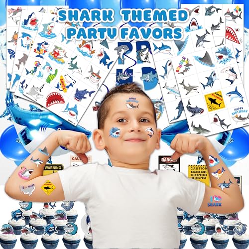 96 PCS Shark Temporary Tattoos for Kids - Party Favors