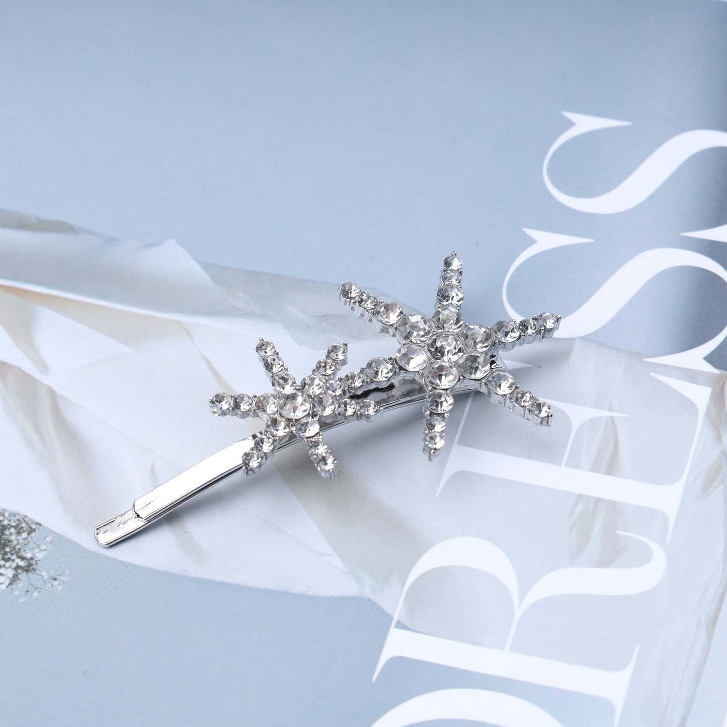 Yheakne Hair Clip - Silver Snowflake Crystal Bridal Hair Accessories Alloy and Crystal, for Women and Girls