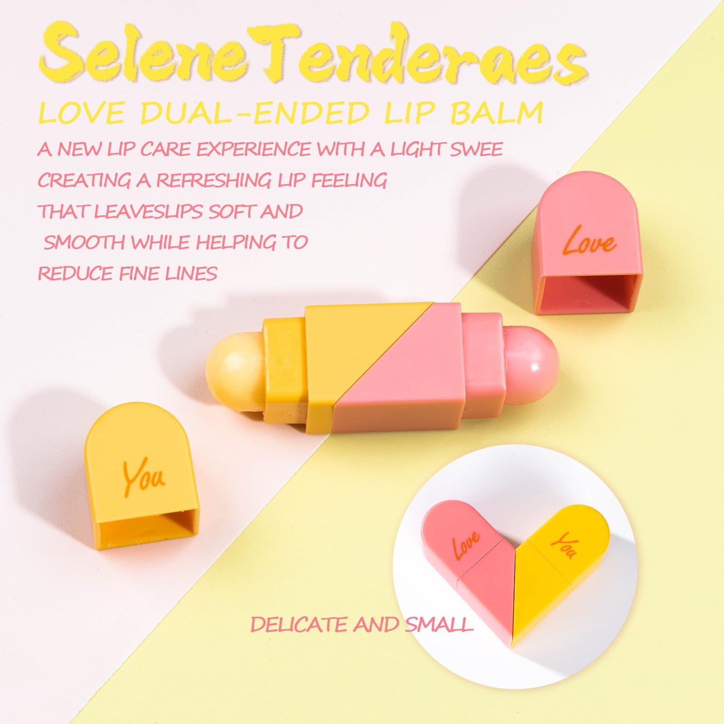 SeleneTenderaes Heart Shaped Dual-use Deformable Lip Balm Stick - Honey, Peach. Repair, Keep Lips Moisturized,red gift box，Gifts