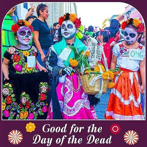 Hotop 10 Pcs Day of the Dead Flower Crown Headband Mexican Headband with Monarch Butterfly for Fiesta Hat Party Supplies