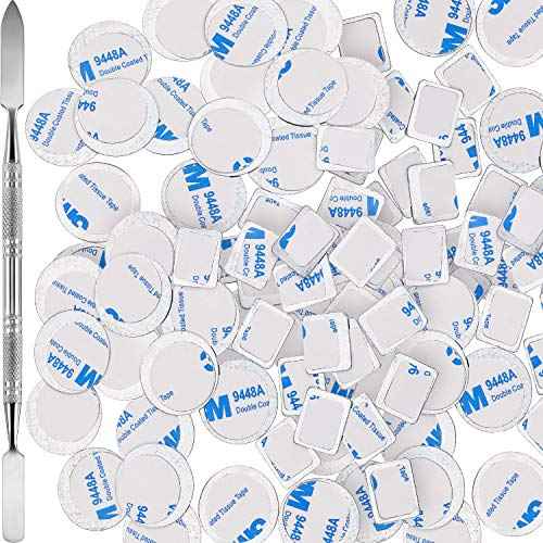 Sumind 101 Pack Metal Stickers for Eyeshadow Palette Set, Includes 1 Makeup Depotting Tool, Adhesive Empty Metal Makeup Colorful Palette Stickers(50 Pcs Square £«50 Pcs Round)