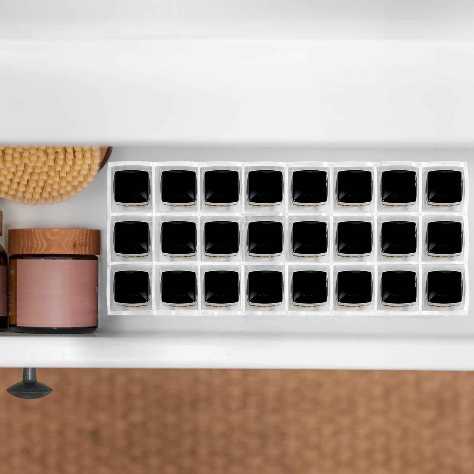 Hedume 2 Pack Lip Gloss Holder Organizer, 24 Spaces Acrylic Lip Gloss & Makeup Holder, Lipgloss Display Case for Tall Products